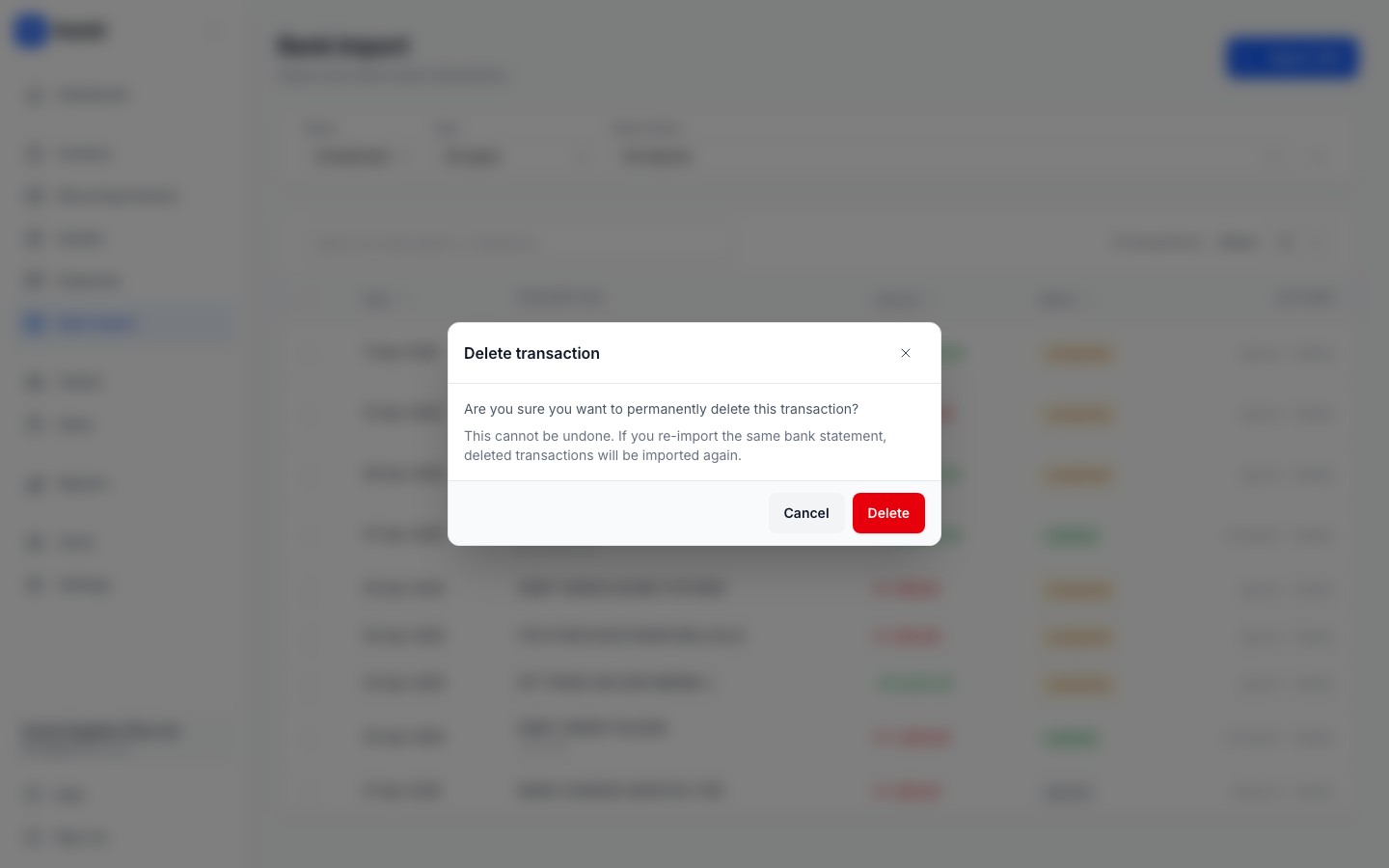 Delete confirmation modal asking the user to confirm permanent deletion
