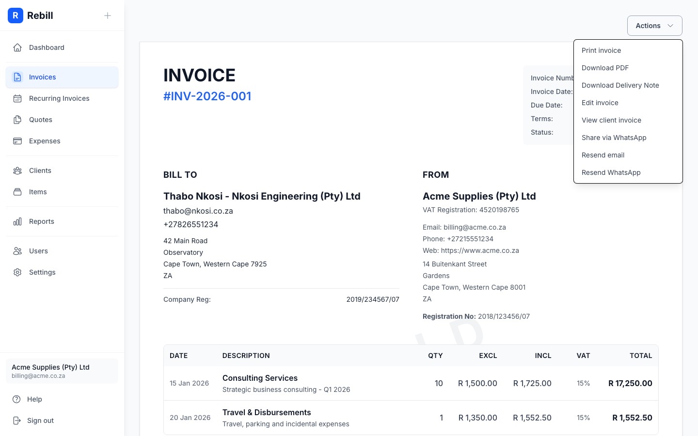 invoice download pdf