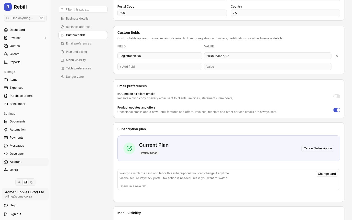 settings marketing email preferences