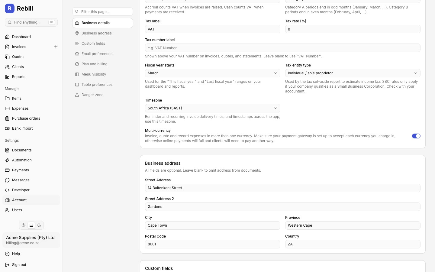 settings multi currency toggle